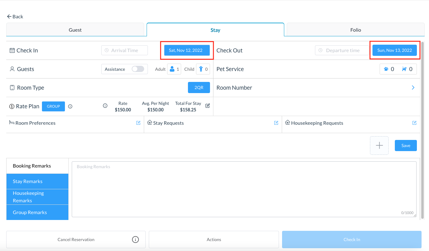 Extend or Shorten a Reservation